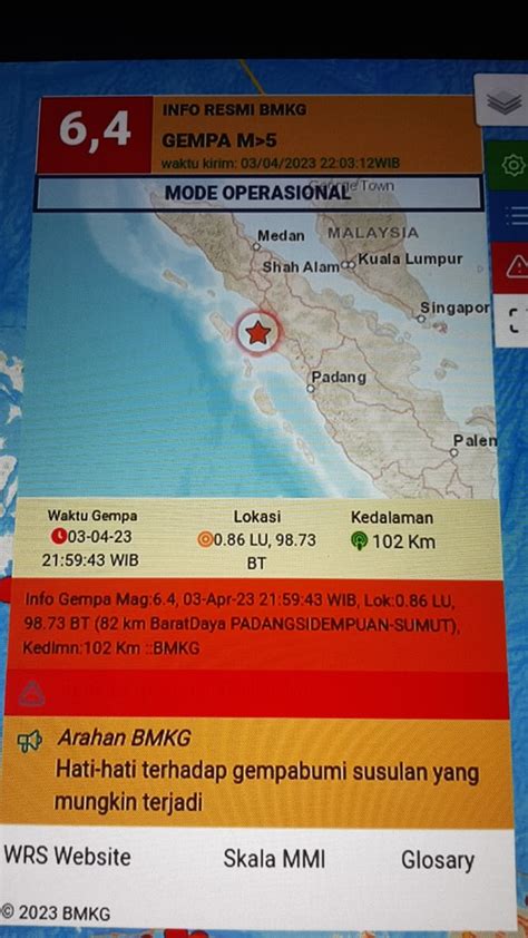 Gempa Bermagnitudo Guncang Padang Sidempuan Terasa Sampai Ke Agam