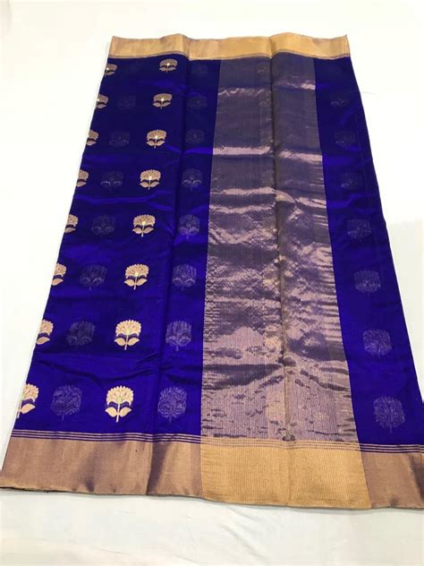 Buy Blue Chanderi Pattu Silk Saree Af Online In India