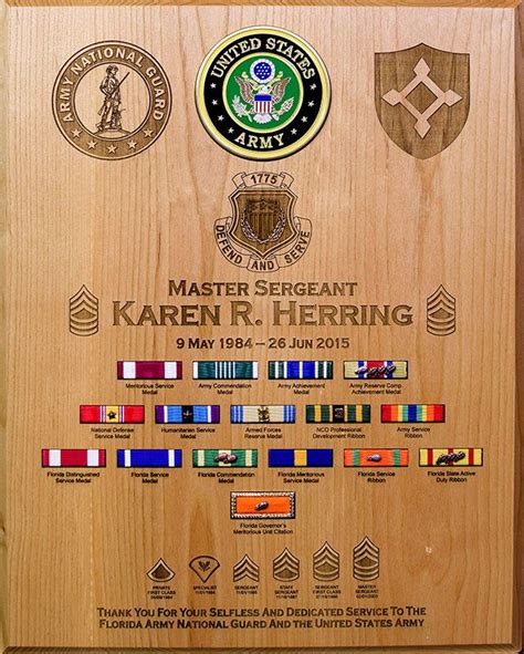 Army Samples Honor Their Retirement Plaques Army Retirement Military Ranks