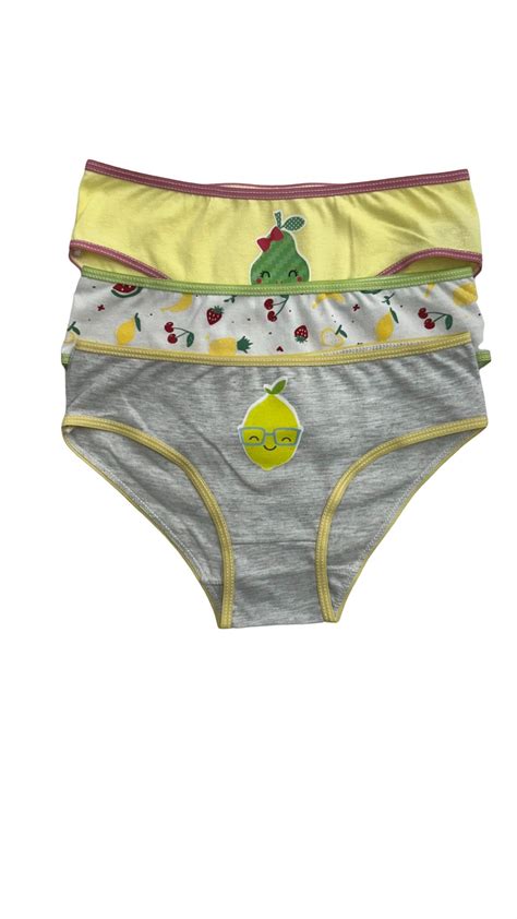 Kit Calcinhas Infantil Frutas algodão Confecções Folly Lingerie Infantil no Atacado