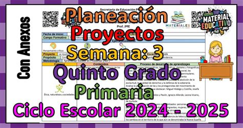 Planeaci N Did Ctica Por Proyectos Del Quinto Grado De Primaria Semana