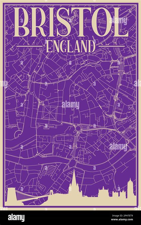 Road Network Poster Of The Downtown BRISTOL UNITED KINGDOM Stock