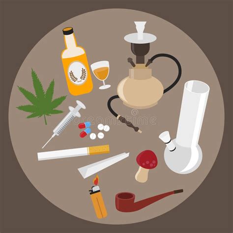 Drugs Flat Icons Set Vector Illustration Stock Vector Illustration