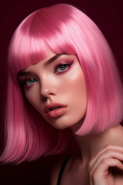 Premium Ai Image A Woman With Pink Hair And Pink Hair