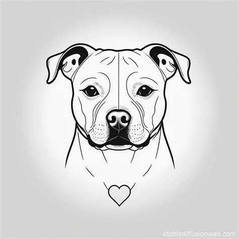English Staffordshire Bull Terrier Heart Outline Stable Diffusion Online