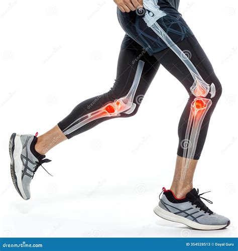 X-ray of a Jogger S Painful Joints Isolated on White Background Stock
