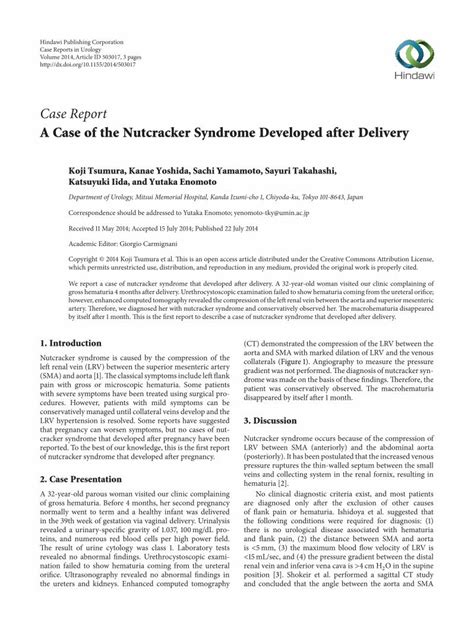 Pdf Case Report A Case Of The Nutcracker Syndrome Developed