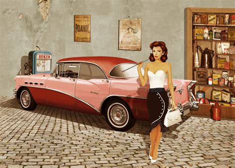 Vintage Pin Up Car