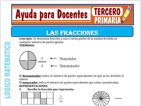 Fichas De Fracciones Para Tercero De Primaria Ayuda Para Docentes