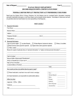 Fillable Online RECORD REQUEST DPPA CERTIFCIATON FORM Fax Email Print