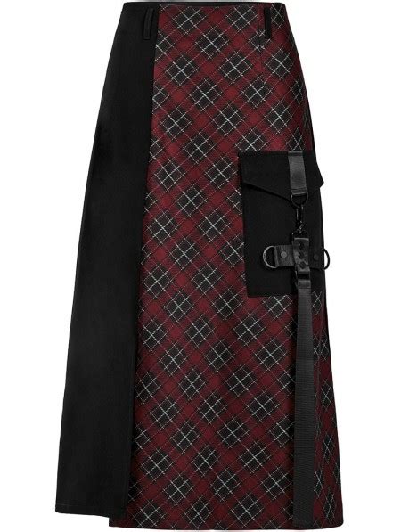 Punk Rave Black And Red Gothic Grunge Daily Wear Plaid Techwear Medium