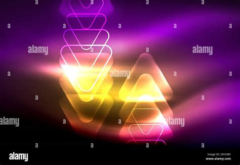 Glowing Vector Triangle Geometric Shapes In Dark Space Glowing Vector