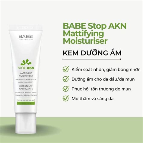 Kem dưỡng kiềm dầu trị mụn Babe stop akn mattifying moisturiser Dr Da