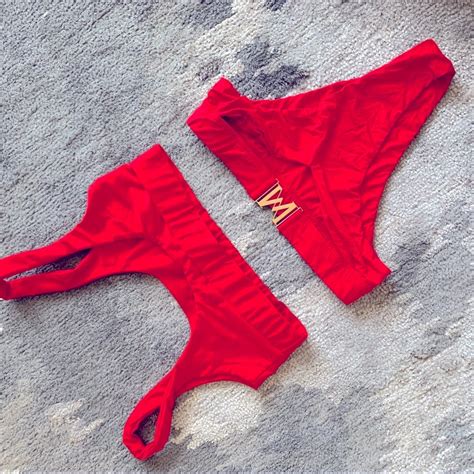 Meshki Red Bikini With Gold Details Gem