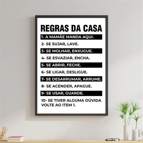 Arte Digital Quadro Regras Da Casa A Mam E Manda Aqui Elo