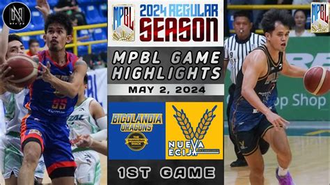 Mpbl Highlights Bicolandia Oragons Vs Nueva Ecija Rice Vanguards May