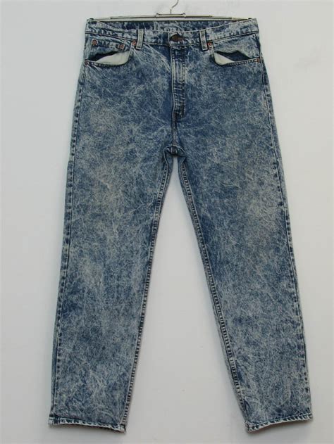 Levis 1980s Vintage Pants 80s Levis Mens Blue And White Acid Washed