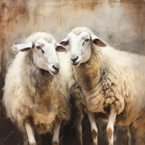 Premium AI Image | A painting of two sheep with the word sheep on it