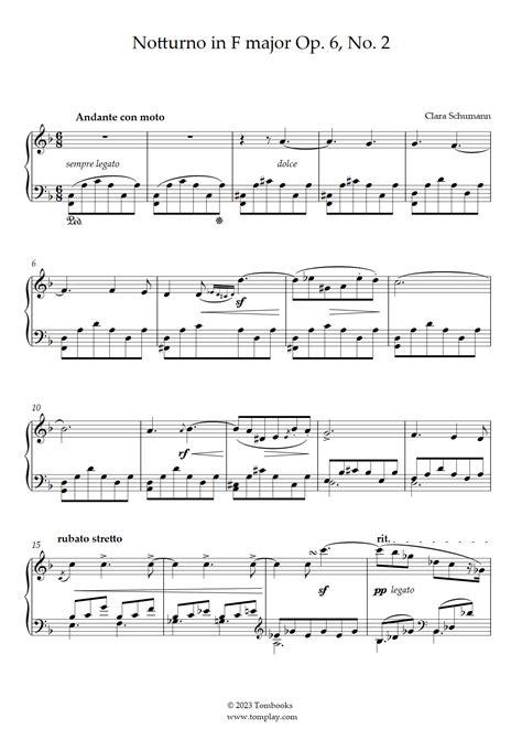 Notturno In F Major Op No Schumann Clara Piano Sheet Music