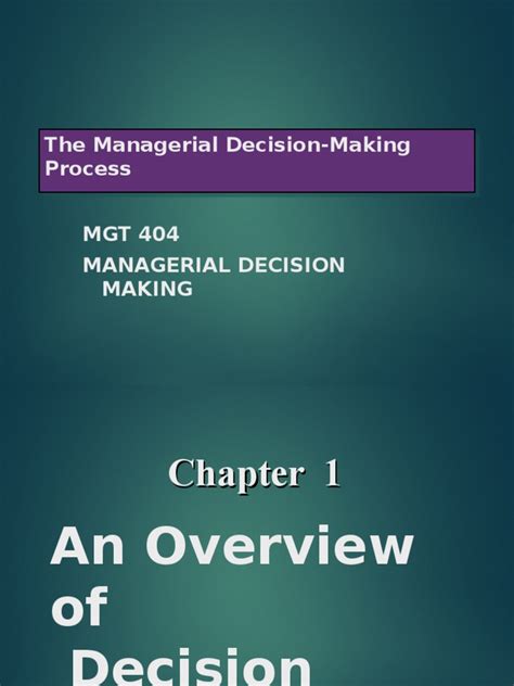 An Overview Of The Managerial Decision Making Process Pdf Decision