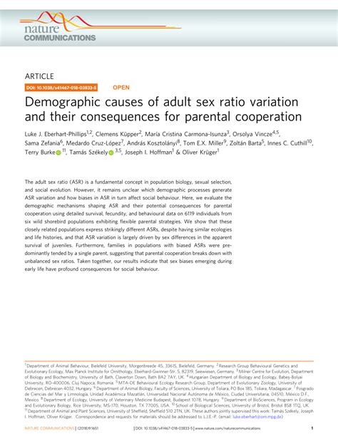 PDF Demographic Causes Of Adult Sex Ratio Variation And Their