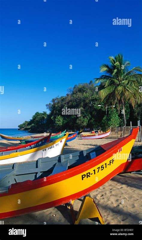 Fishing Boats On Crash Boat Beach Aguadilla Puerto Rico Caribbean Stock