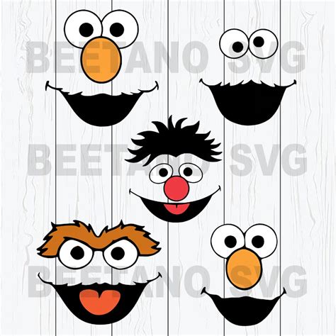 Sesame Street Faces Bundle Svg Sesame Street Svg Layered Elmo Cookie