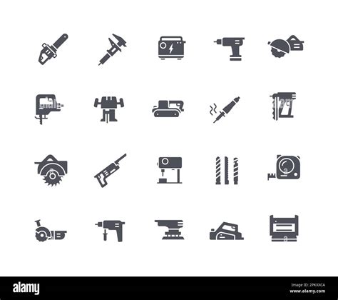 Electric Woodworking Icons Black Set Stock Vector Image Art Alamy