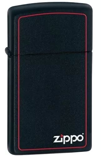 Encendedor Zippo Slim Negro Mate Logo Zippo Y Borde Rojo Cuotas Sin