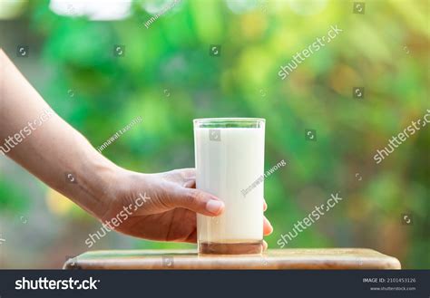 Hand Picked Glass Milk That Placed Stock Photo 2101453126 Shutterstock