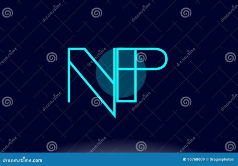 Np N P Blue Line Circle Alphabet Letter Logo Icon Template Vector