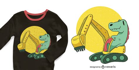 Excavator Dinosaur T-shirt Design Vector Download