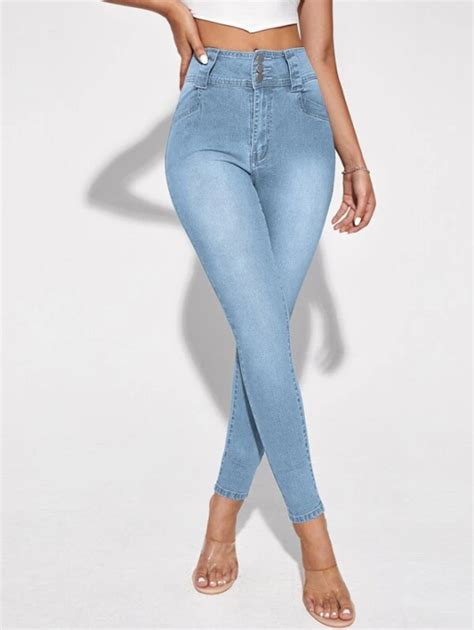 High Waisted Skinny Jeans Random Design Lazada Ph