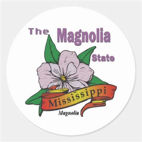 Mississippi Magnolia State Flower Round Sticker | Zazzle