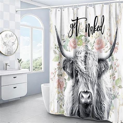 Amazon Domoku Highland Cow Shower Curtain Get Naked Shower Curtain