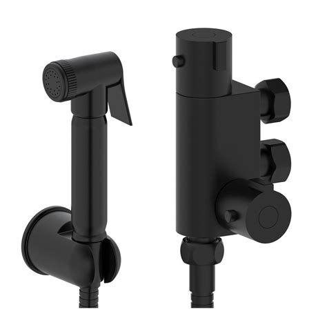 Arezzo Round Douche Thermostatic Bar Valve With Shower Spray Kit Matt Black Victorian Plumbing Uk