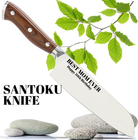 Santoku Cuchillo De Acero Inoxidable Profesional Grabado Personalizado