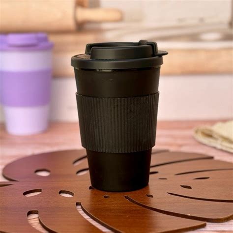 Vaso Térmico Plástico Doble Capa con Tapa y Banda de Silicona 350 cc