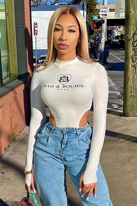 Boujee High Cut Bodysuit White Fashion Nova Graphic Tees Fashion Nova