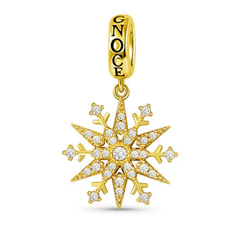 Snowflake Pendant Dangle Charm Sterling Silver K Gold Plated Gnoce