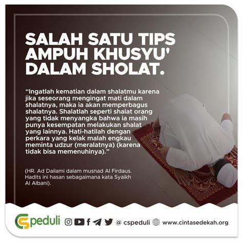 SALAH SATU TIPS AMPUH KHUSYU SHOLAT Yayasan Cinta Sedekah