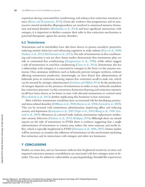 Sex Differences In The Central Nervous System 7 Conclusions 66 Sex Differences In The