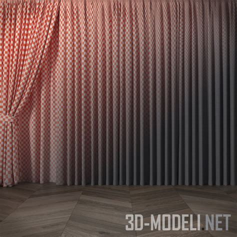 3D модель – Трехцветные шторы