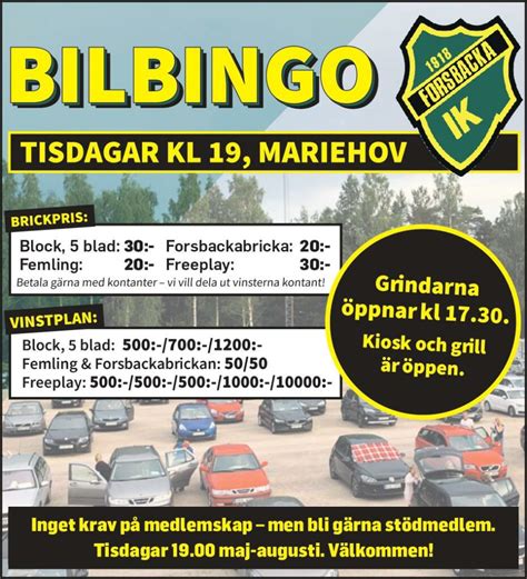 Bilbingo Forsbacka Vinn Upp Till 10000 Kr Bingo Bonus