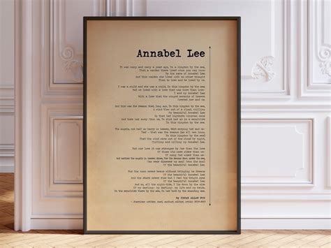 Annabel Lee Poem Print By Edgar Allan Poe Illustrated Handmade Worksheets Library