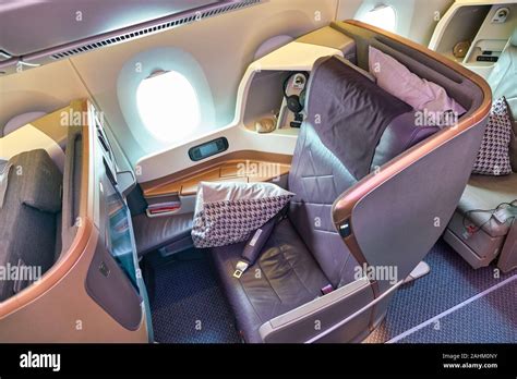 SINGAPORE - CIRCA APRIL, 2019: inside of Singapore Airlines Airlines ...