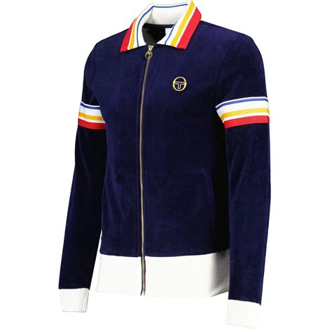 Sergio Tacchini Goran Retro Velour Track Top In Maritime Blue