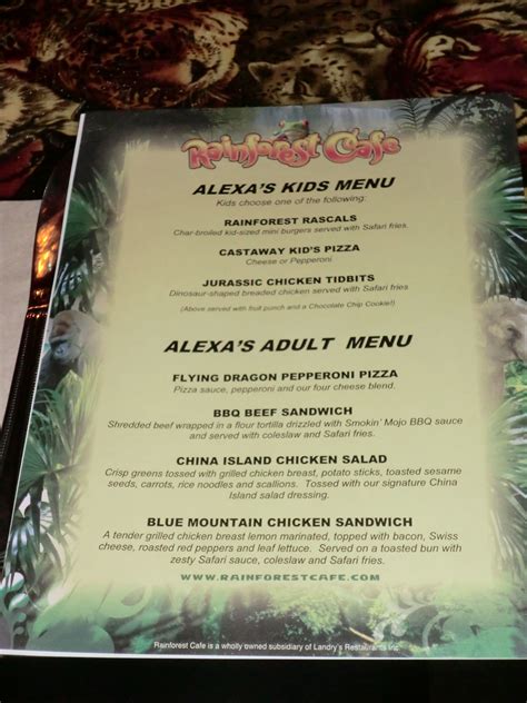 Rainforest Café has personalized the menu s in the name of the wish kid