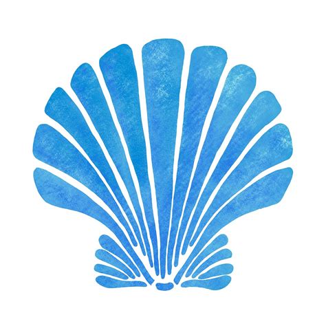 Fistral Blue Scallop Shell Art Print 20cm And 30cm Square Medium