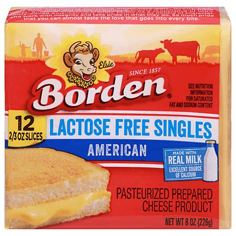 Borden Cheese Slices Lactose Free Singles American 12 Ea Dairy